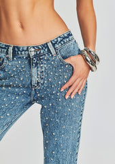 Moore Mid Rise Flare Crystal Embellished Jean