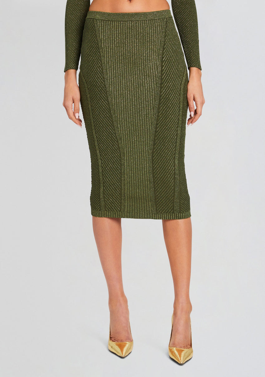 Posie Metallic Rib Knit Skirt