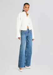 Rhia Crepe Draped Button Down
