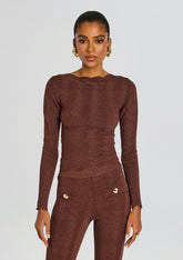 Galina Metallic Rib Knit Top