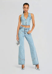 Jordi Embellished Denim Vest