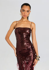 Odessa Sequin Feather Dress